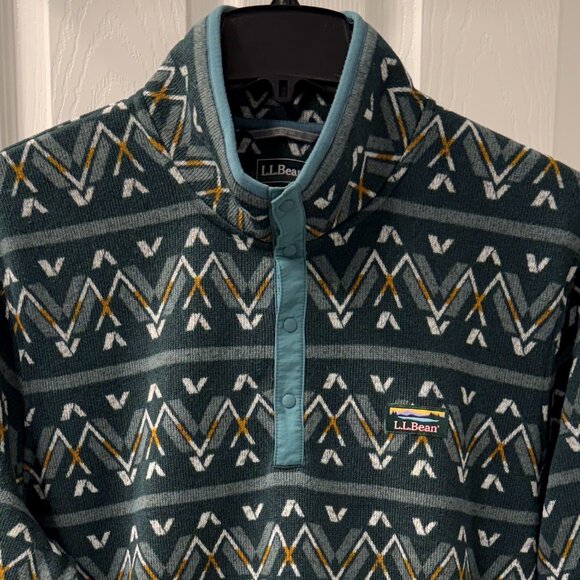 L.L. Bean Native American Motif Print Sweater Fleece Pullover Size XLT Fitted - Picture 3 of 7